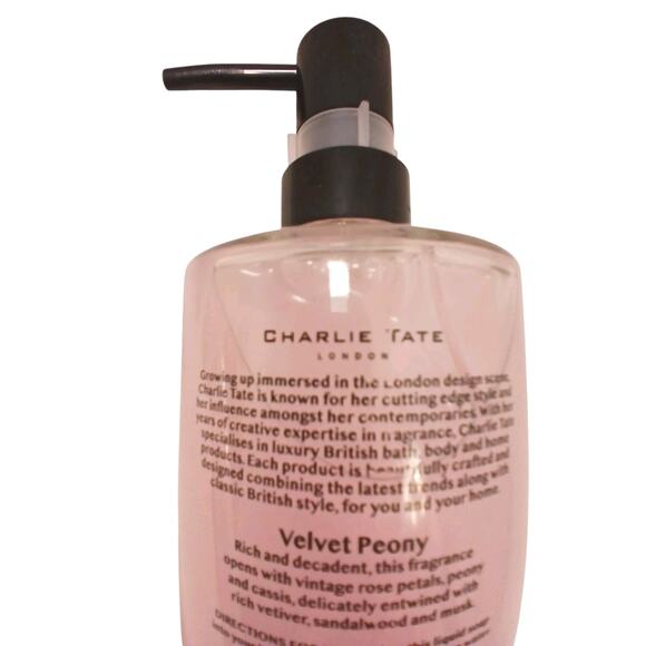 Charlie Tate London VELVET PEONY Luxury HAND WASH Glass Bottle PUMP 16.9 oz - Picture 9 of 12